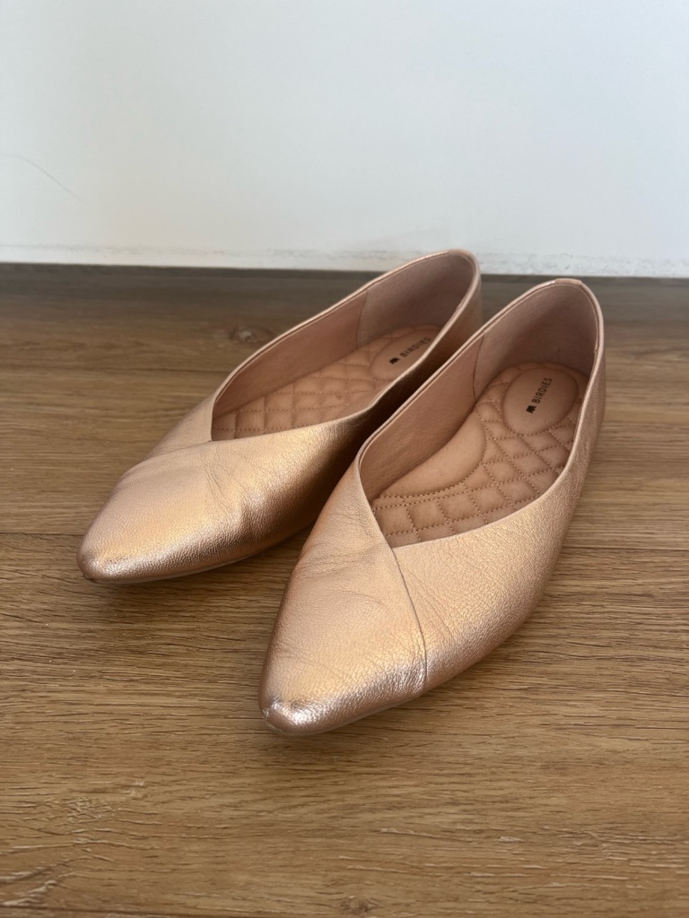 Birdies Goldfinch Leather Point Toe Ballet Flats Rose Gold, 7.5 - Picture 3 of 12